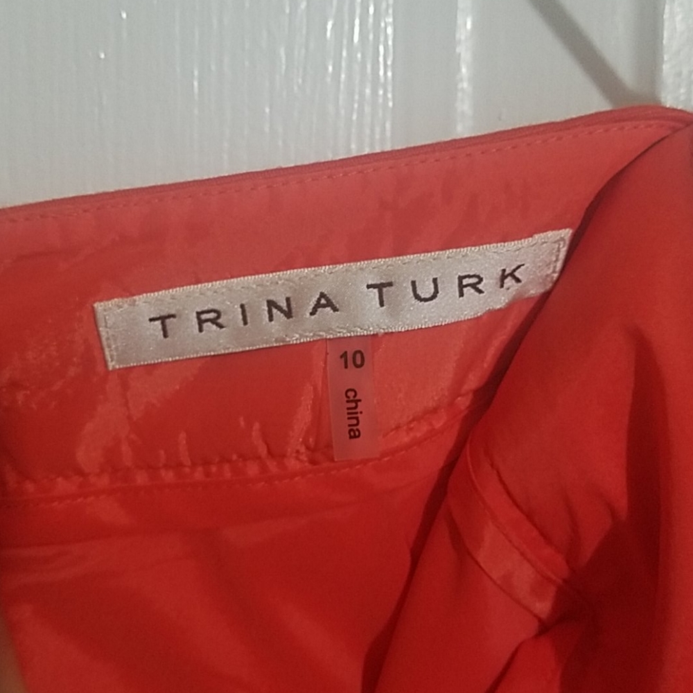 Trina Turk Orange Side Slit Pencil Skirt Lined Size 10 - Picture 5 of 9